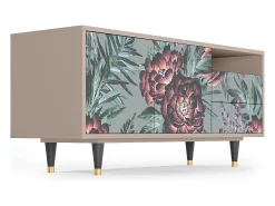 Móvel De Tv* Mueble de TV - 125х56х41 cm - T7 - Light Peonies, Latte Bege
