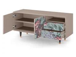 Móvel De Tv* Mueble de TV - 125х56х41 cm - T7 - Light Peonies, Latte Bege