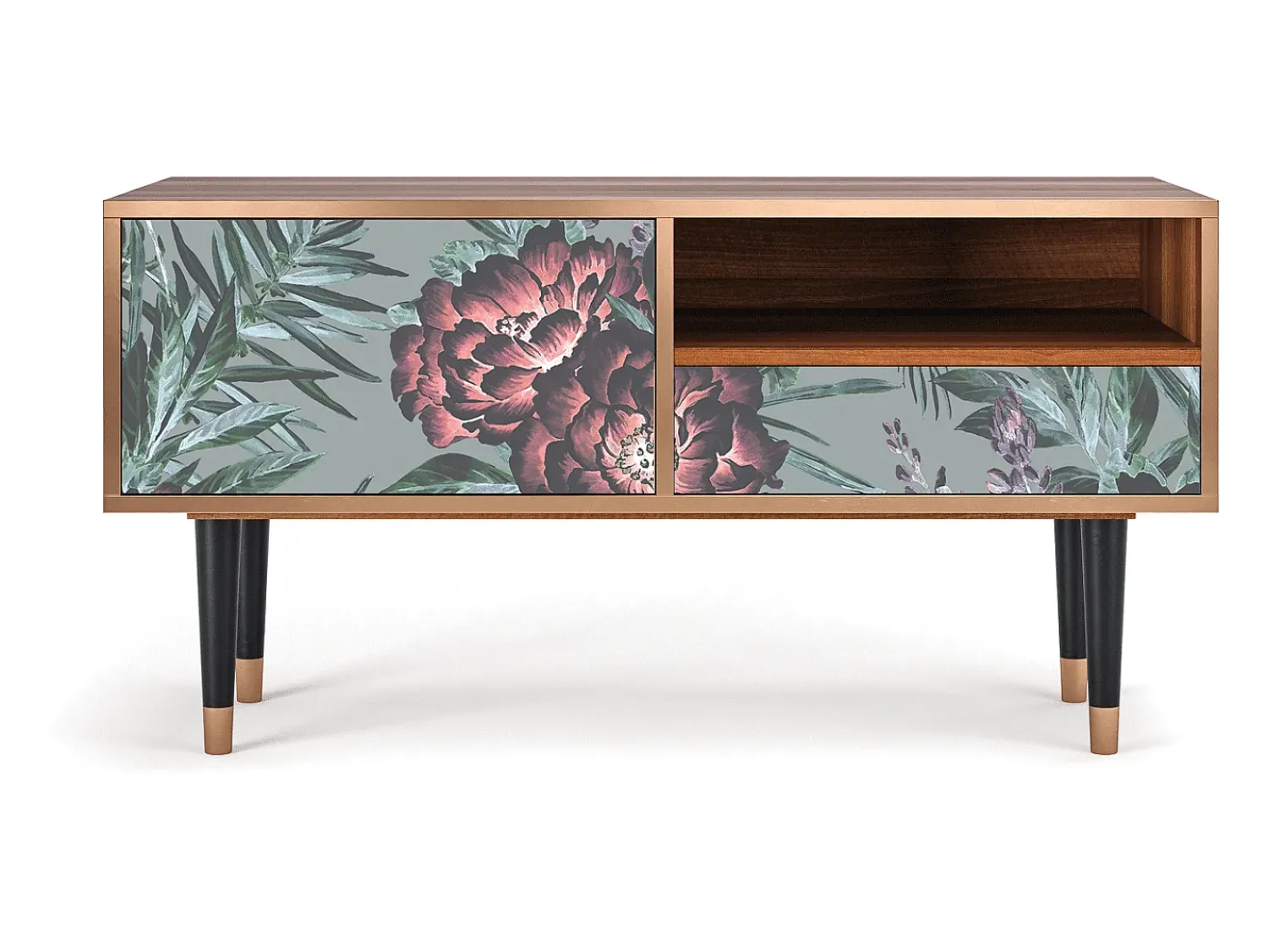 Mueble de TV - 115х59х48 cm - T3 - Light Peonies, Nogueira^ Móvel De Tv