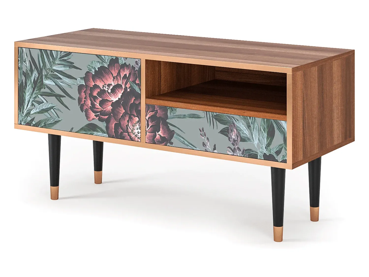 Mueble de TV - 115х59х48 cm - T3 - Light Peonies, Nogueira^ Móvel De Tv
