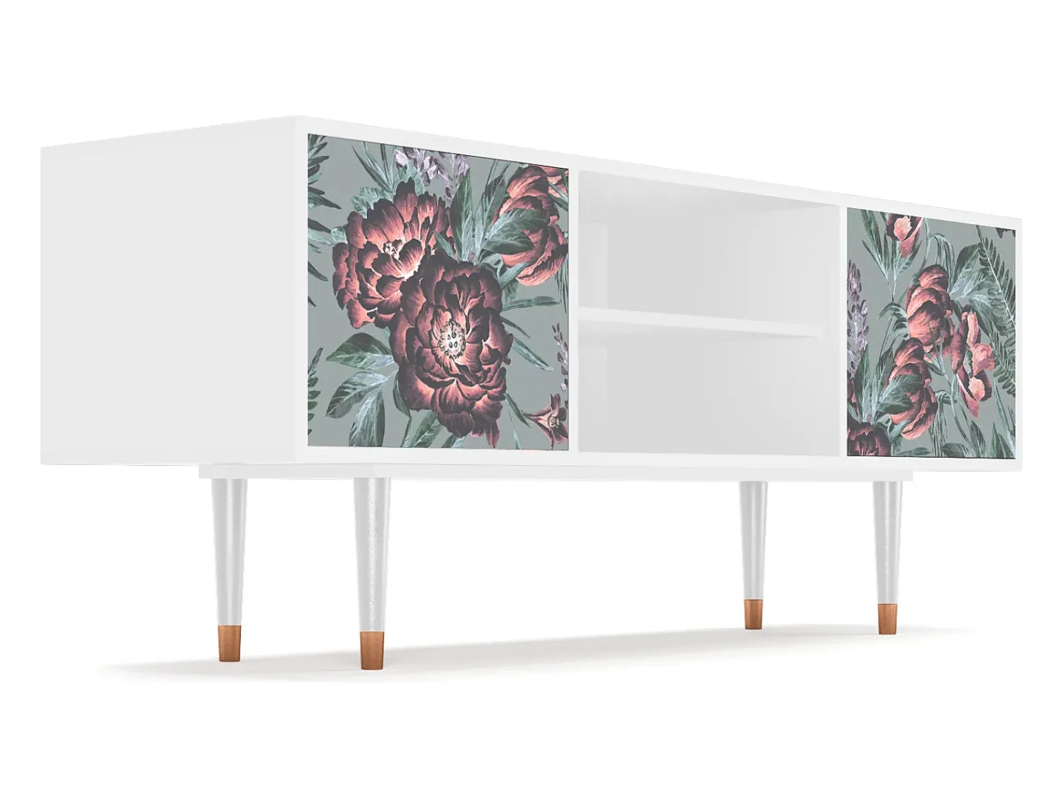 Mueble de TV - 170х69х48 cm - T2 - Light Peonies, Branco^ Móvel De Tv