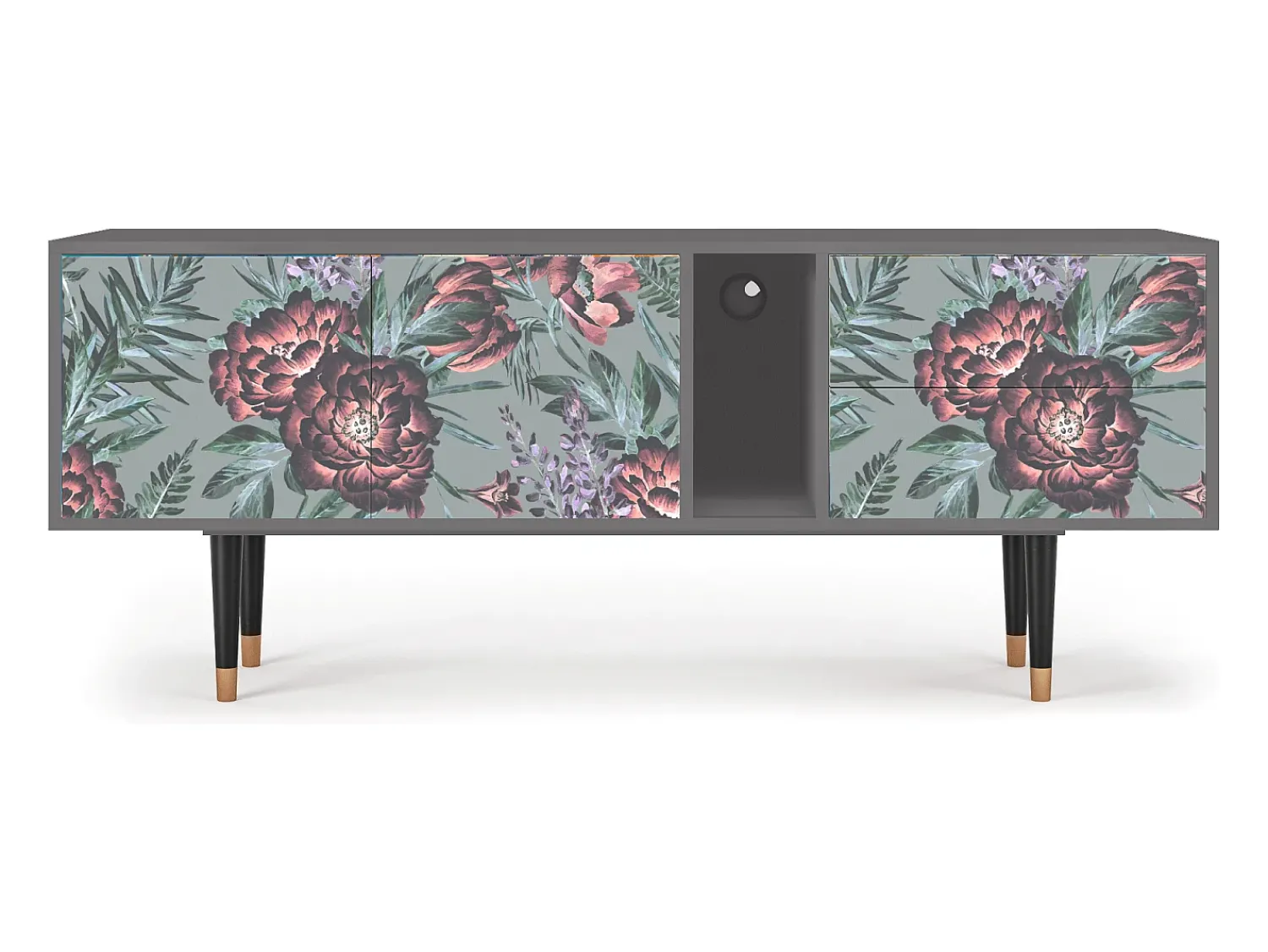 Mueble de TV - 170х69х48 cm - T1 - Light Peonies, Cinza^ Móvel De Tv