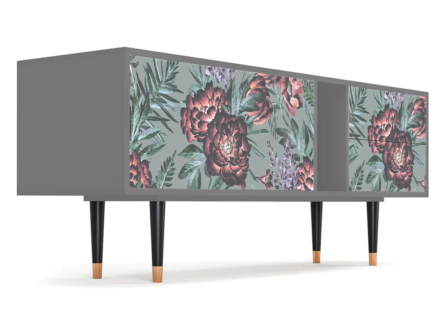 Mueble de TV - 170х69х48 cm - T1 - Light Peonies, Cinza^ Móvel De Tv