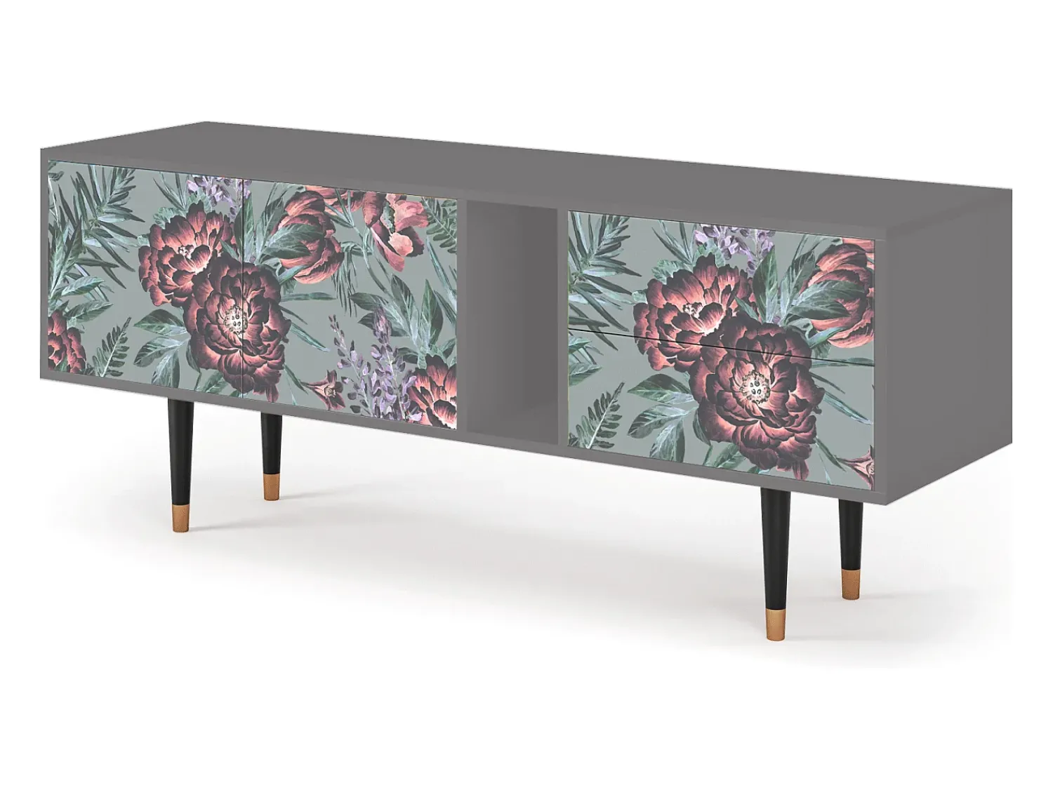 Mueble de TV - 170х69х48 cm - T1 - Light Peonies, Cinza^ Móvel De Tv