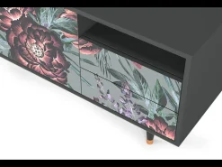 Mueble de TV - 125х56х41 cm - T7 - Light Peonies, Antracite^ Móvel De Tv