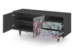 Mueble de TV - 125х56х41 cm - T7 - Light Peonies, Antracite^ Móvel De Tv