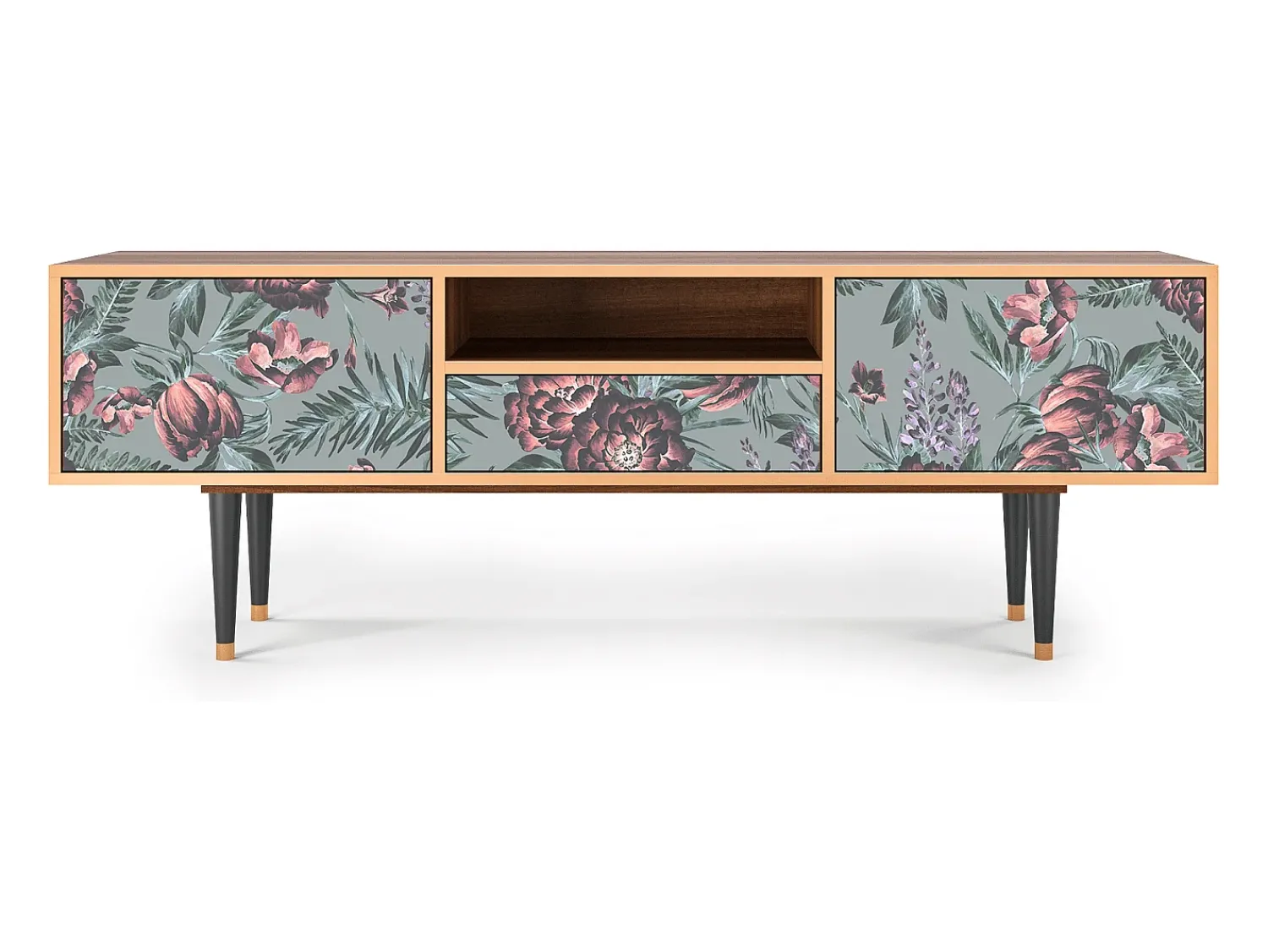Online Mueble de TV - 170х59х41 cm - T6 - Light Peonies, Nogueira Castanho