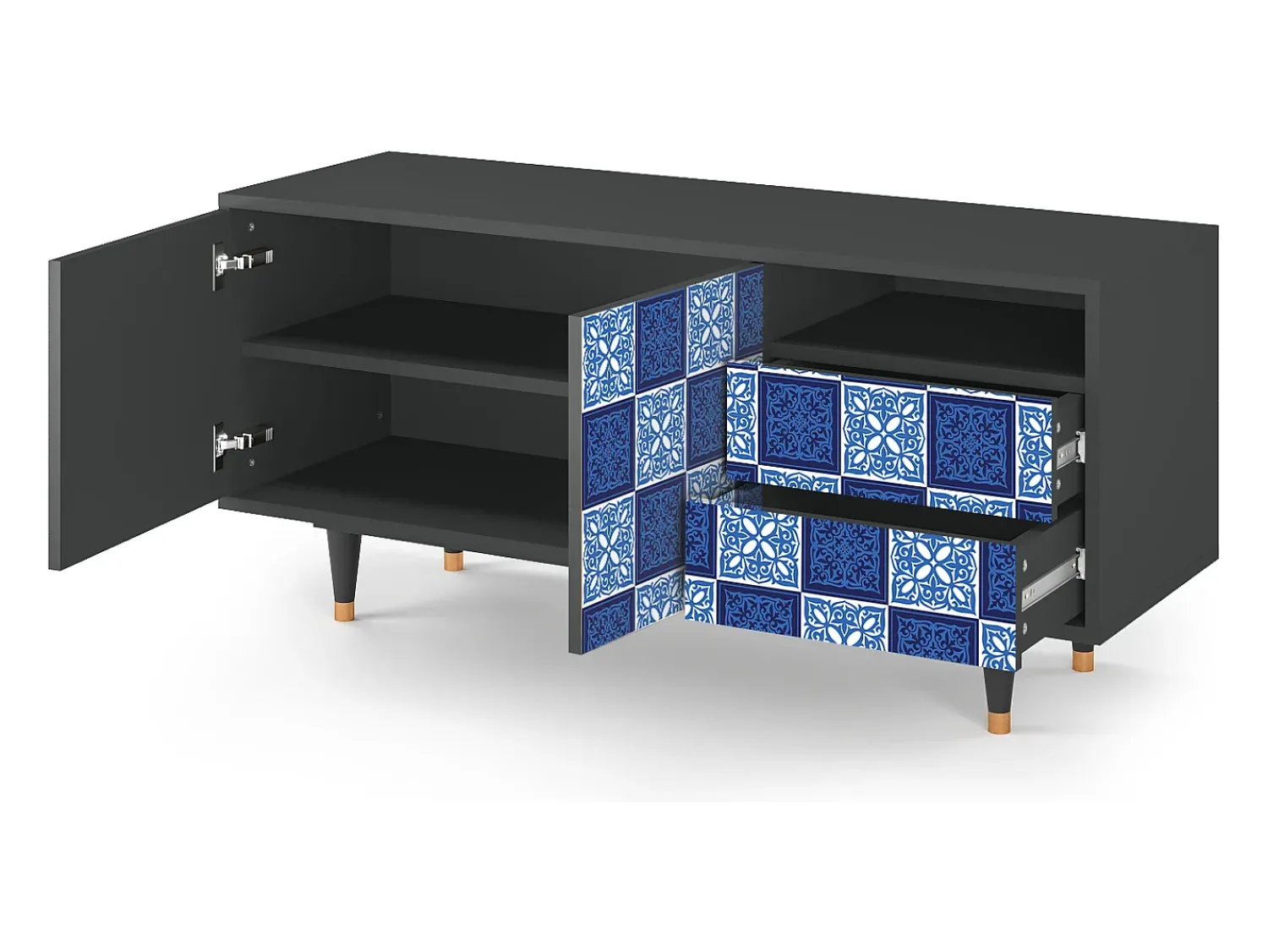 Móvel De Tv* Mueble de TV - 125х56х41 cm - T7 - Light Path, Antracite Cinza antracite