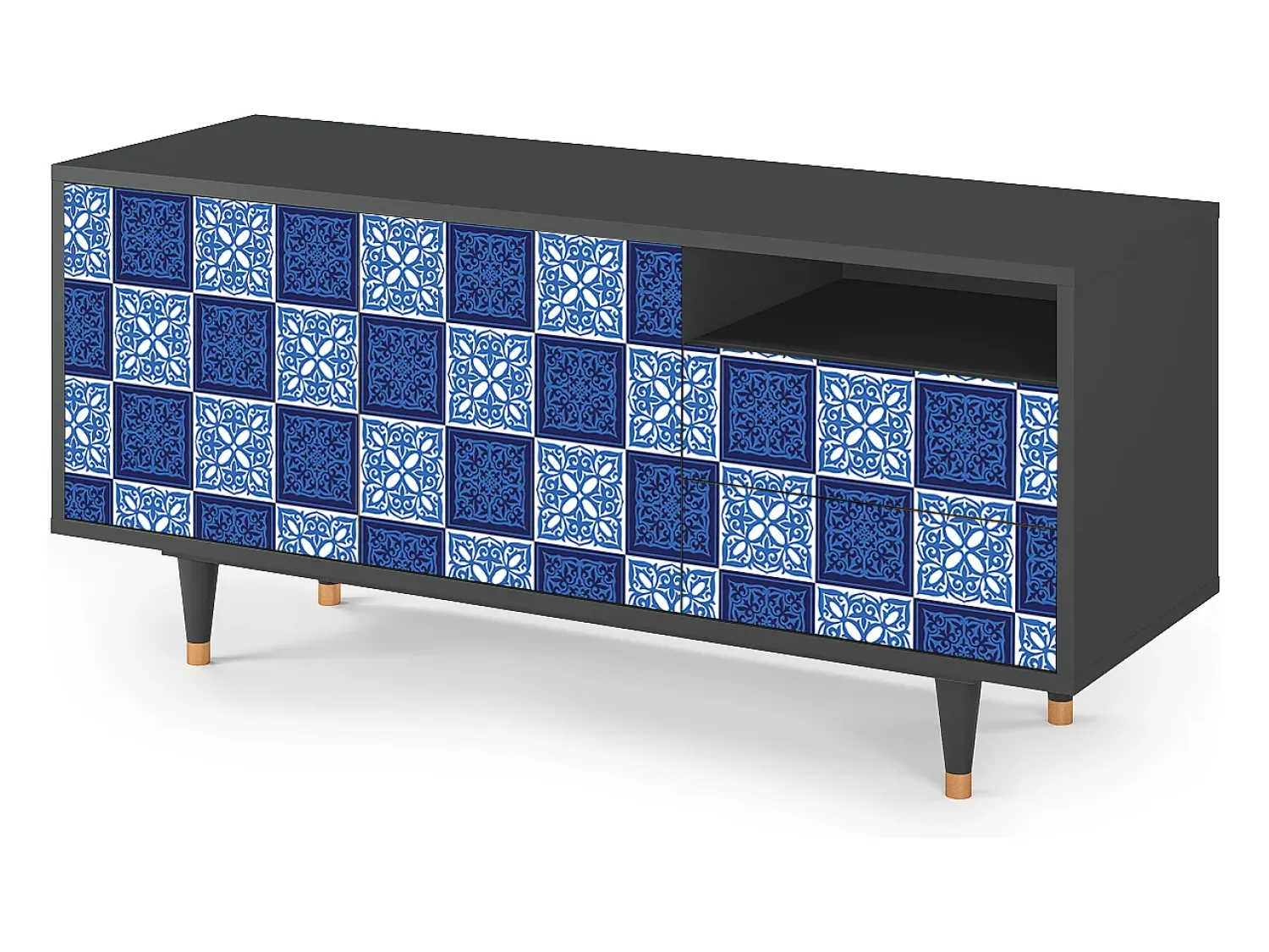 Móvel De Tv* Mueble de TV - 125х56х41 cm - T7 - Light Path, Antracite Cinza antracite