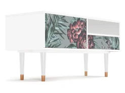 Móvel De Tv| Mueble de TV - 115х59х48 cm - T3 - Light Peonies, Branco Bege