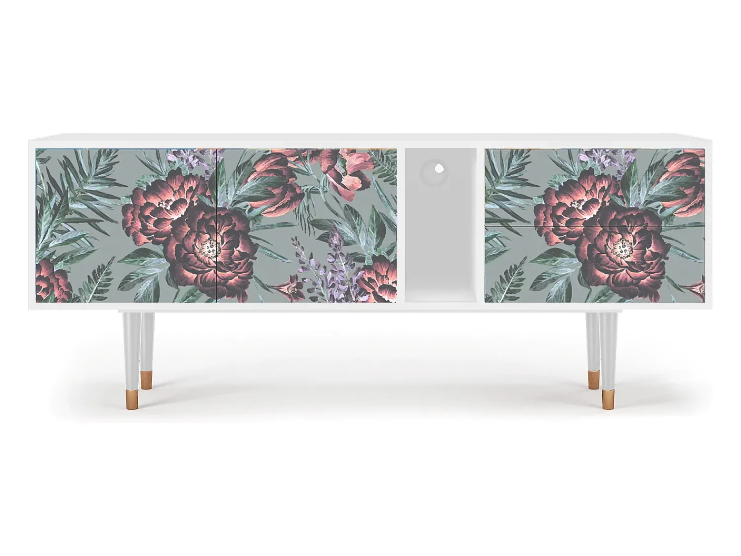 Best Mueble de TV - 170х69х48 cm - T1 - Light Peonies, Branco Bege