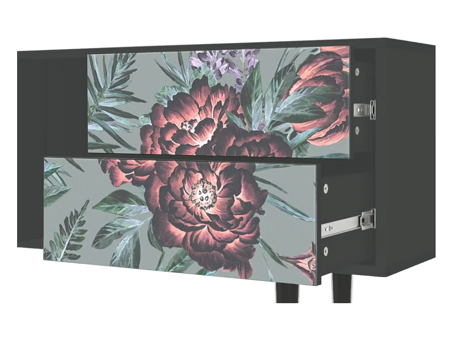 Móvel De Tv| Mueble de TV - 170х69х48 cm - T1 - Light Peonies, Antracite Cinza antracite