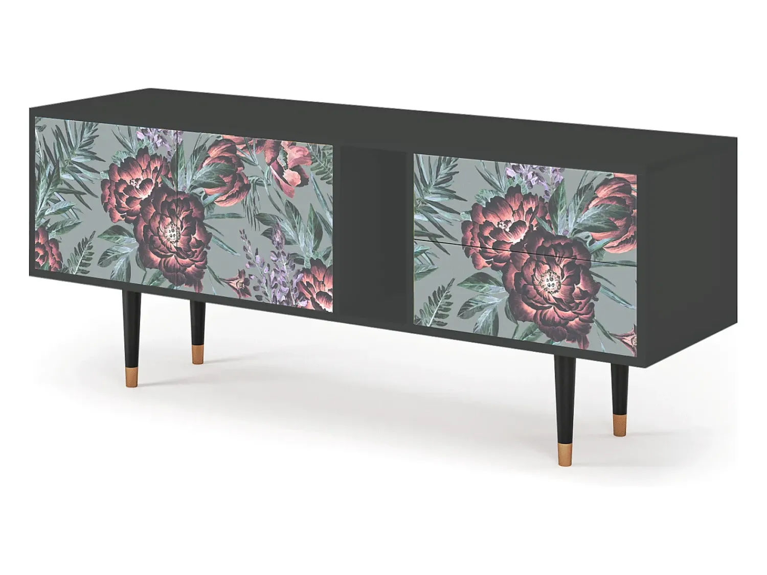 Móvel De Tv| Mueble de TV - 170х69х48 cm - T1 - Light Peonies, Antracite Cinza antracite