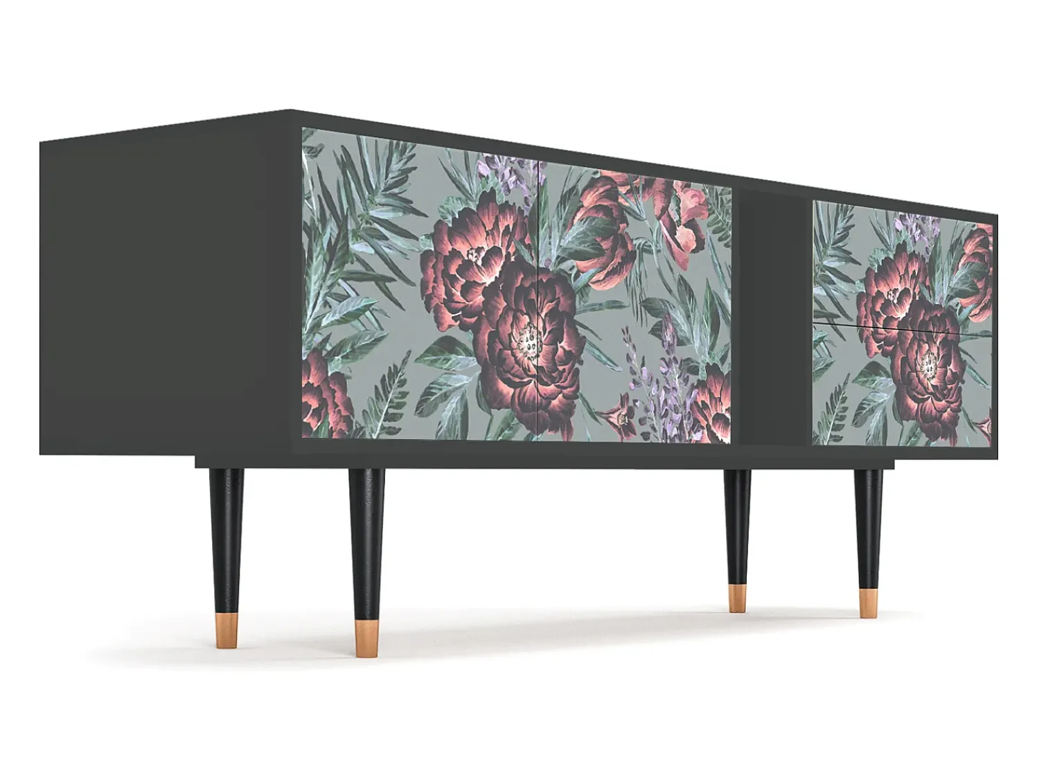 Móvel De Tv| Mueble de TV - 170х69х48 cm - T1 - Light Peonies, Antracite Cinza antracite