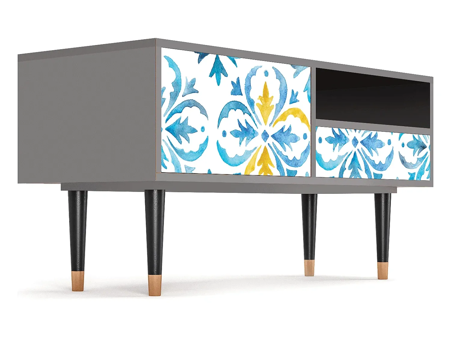 Mueble de TV - 115х59х48 cm - T3 - Lisbon Flover, Cinza^ Móvel De Tv