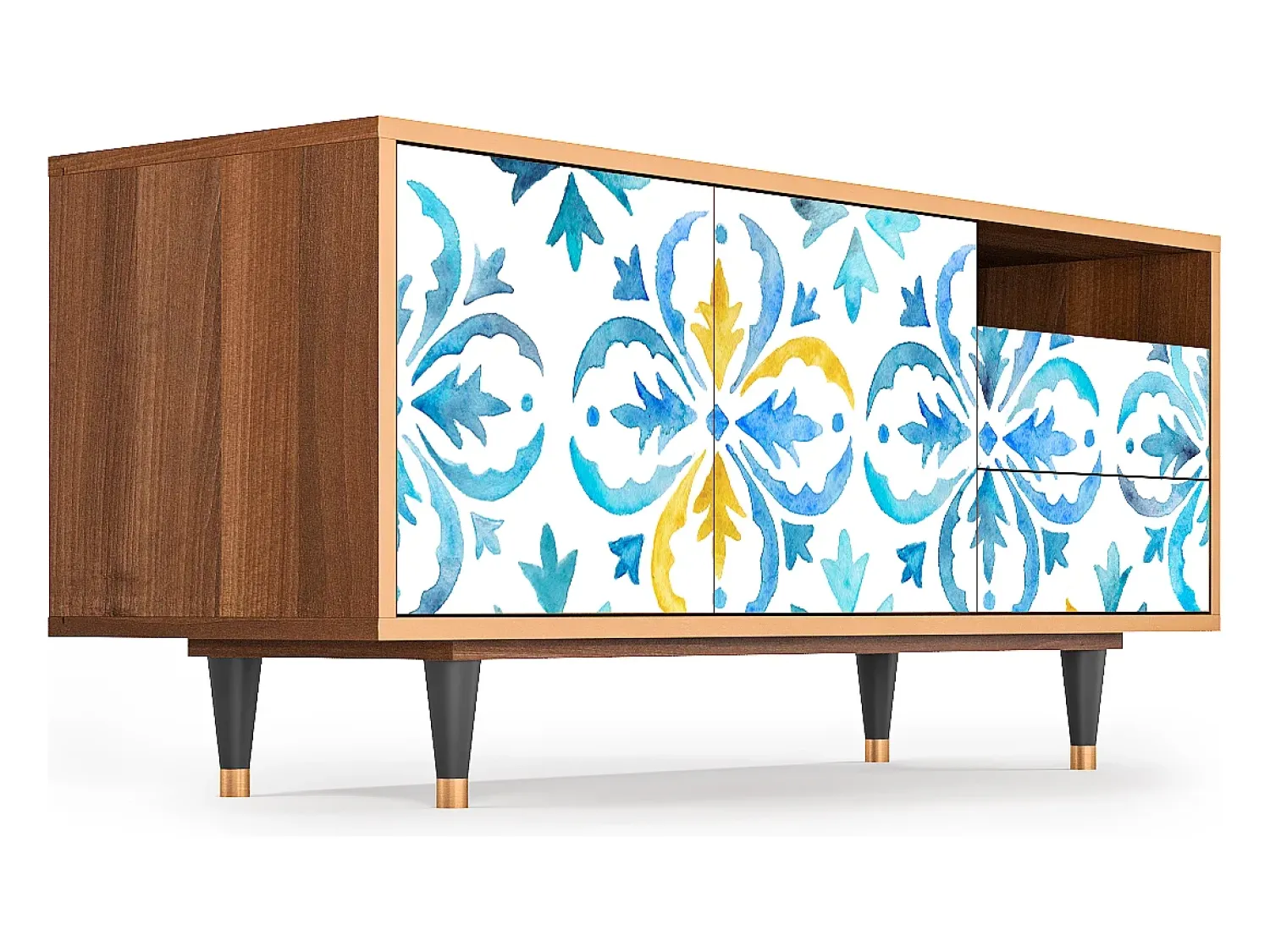 Móvel De Tv* Mueble de TV - 125х56х41 cm - T7 - Lisbon Flover, Nogueira Castanho