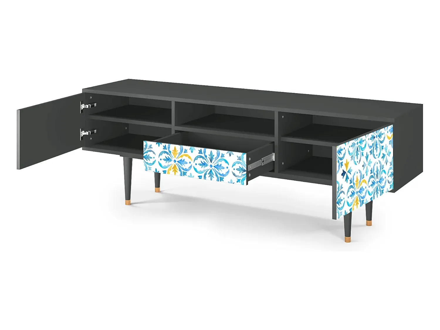 Mueble de TV - 170х59х41 cm - T6 - Lisbon Flover, Antracite Cinza antracite