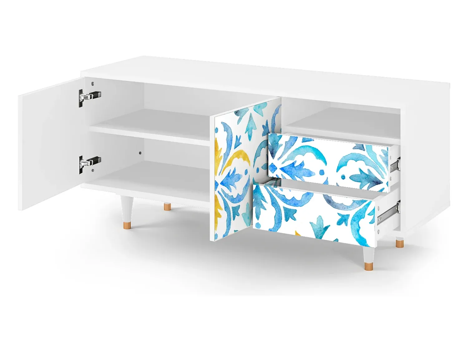 Móvel De Tv* Mueble de TV - 125х56х41 cm - T7 - Lisbon Flover, Branco Bege