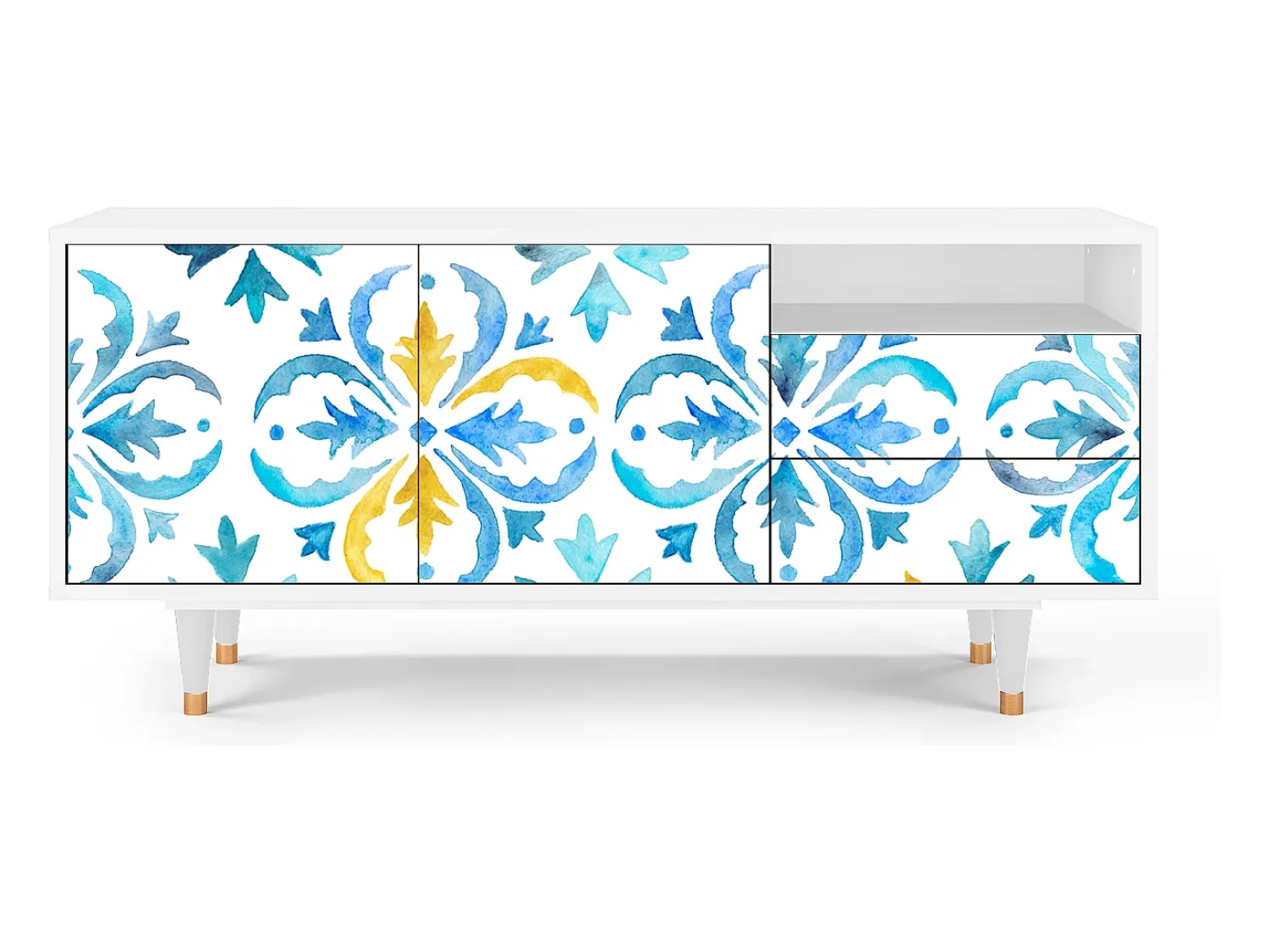 Móvel De Tv* Mueble de TV - 125х56х41 cm - T7 - Lisbon Flover, Branco Bege