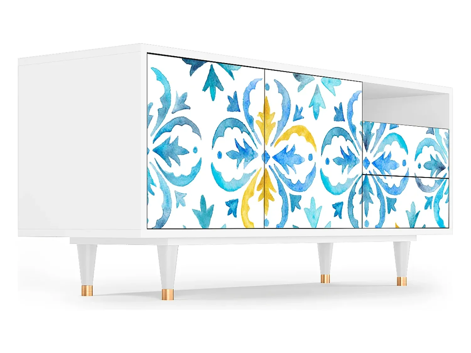 Móvel De Tv* Mueble de TV - 125х56х41 cm - T7 - Lisbon Flover, Branco Bege