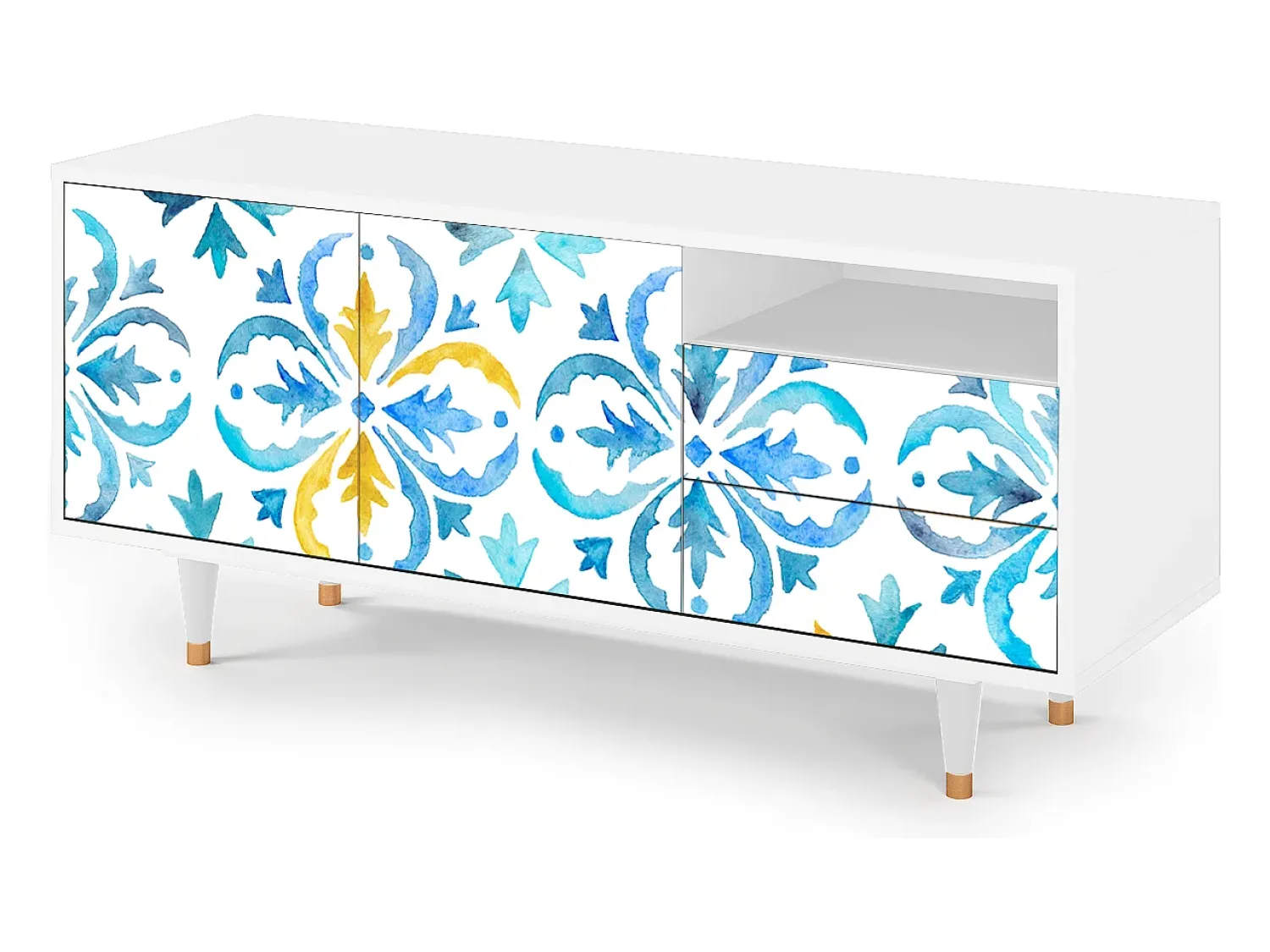 Móvel De Tv* Mueble de TV - 125х56х41 cm - T7 - Lisbon Flover, Branco Bege
