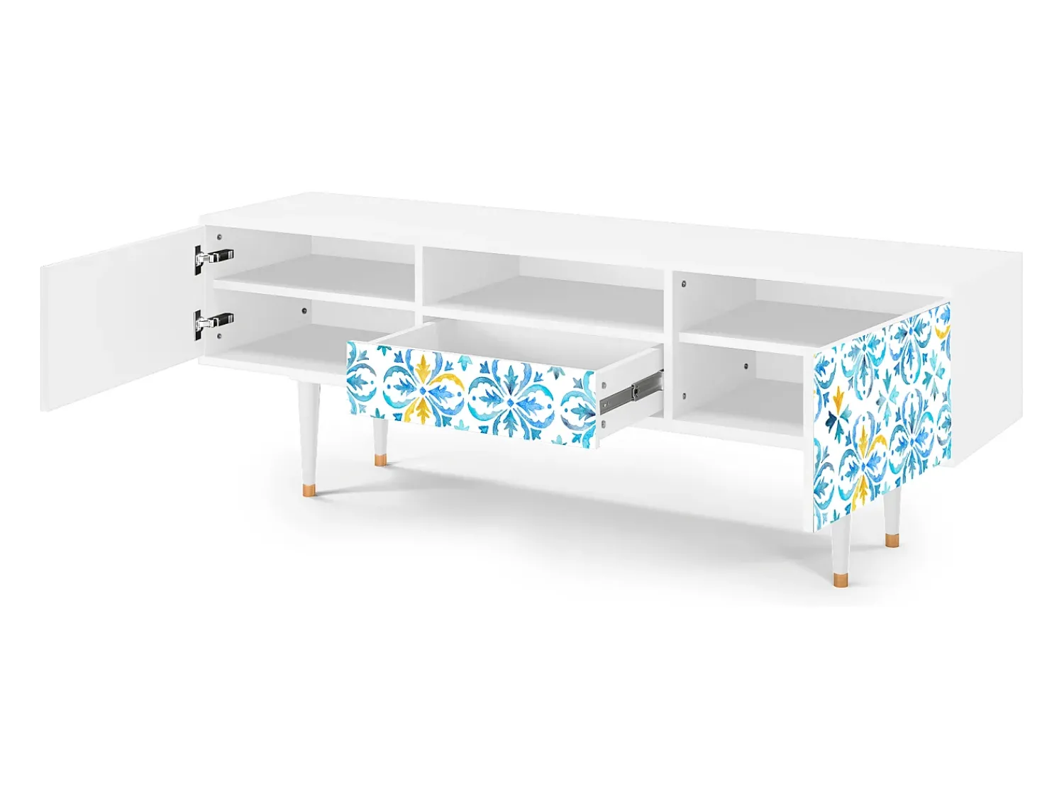 Online Mueble de TV - 170х59х41 cm - T6 - Lisbon Flover, Branco Bege