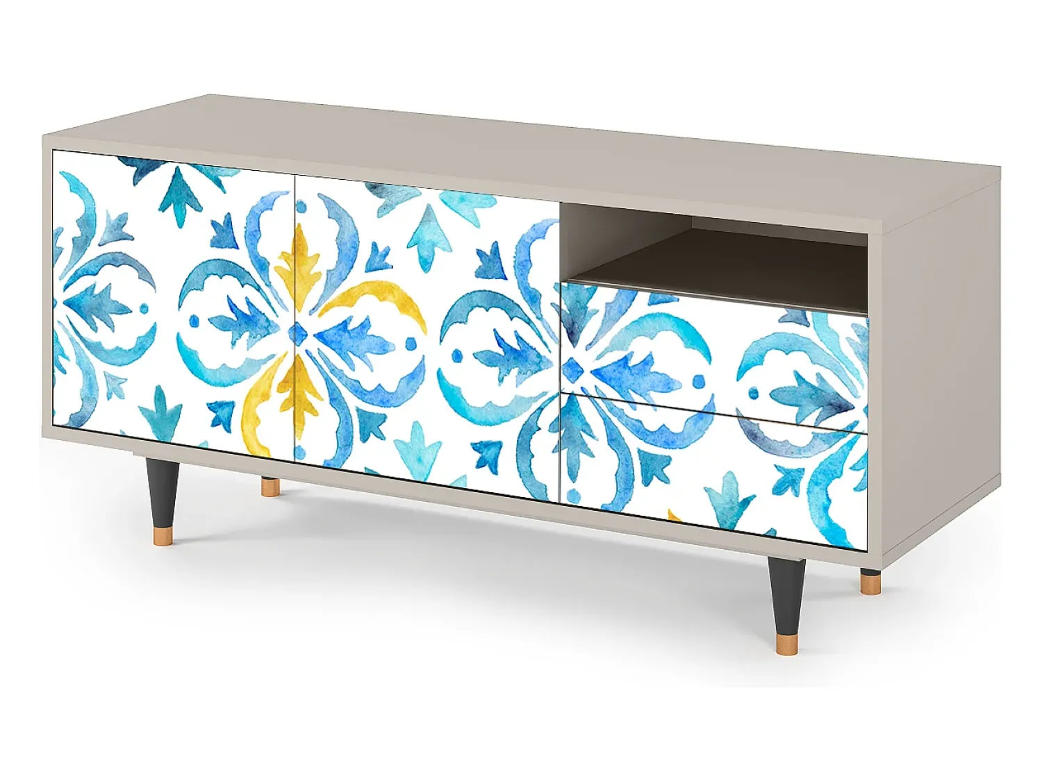 Móvel De Tv| Mueble de TV - 125х56х41 cm - T7 - Lisbon Flover, Areia Bege