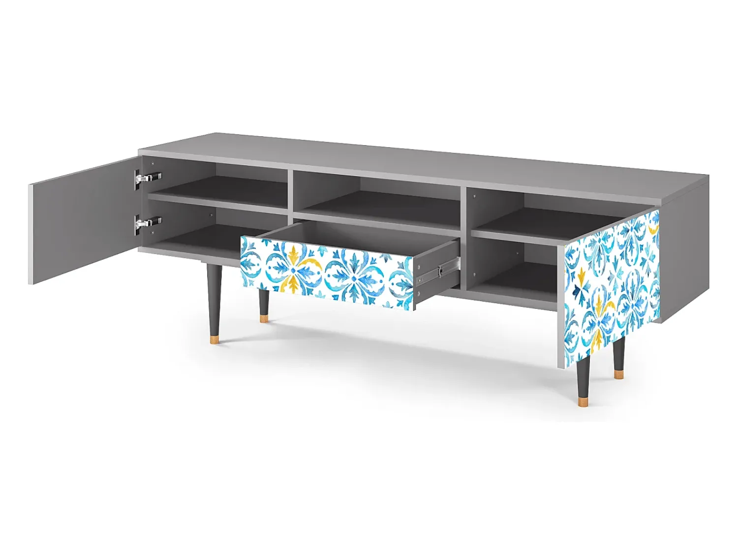 Mueble de TV - 170х59х41 cm - T6 - Lisbon Flover, Cinza^ Móvel De Tv