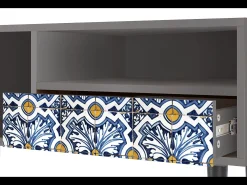 Mueble de TV - 115х59х48 cm - T3 - Lovely Cornflowers, Cinza^ Móvel De Tv