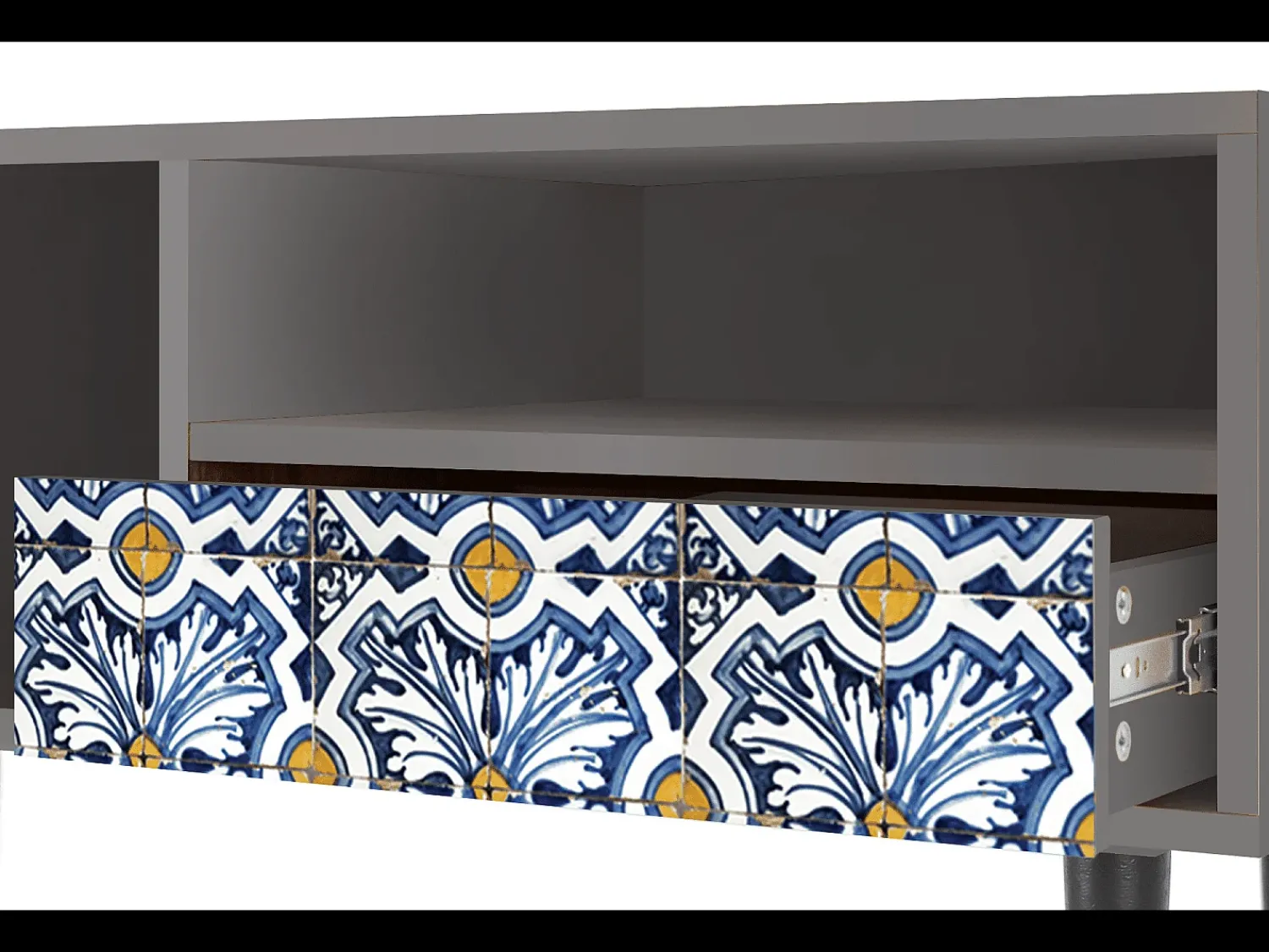 Mueble de TV - 115х59х48 cm - T3 - Lovely Cornflowers, Cinza^ Móvel De Tv
