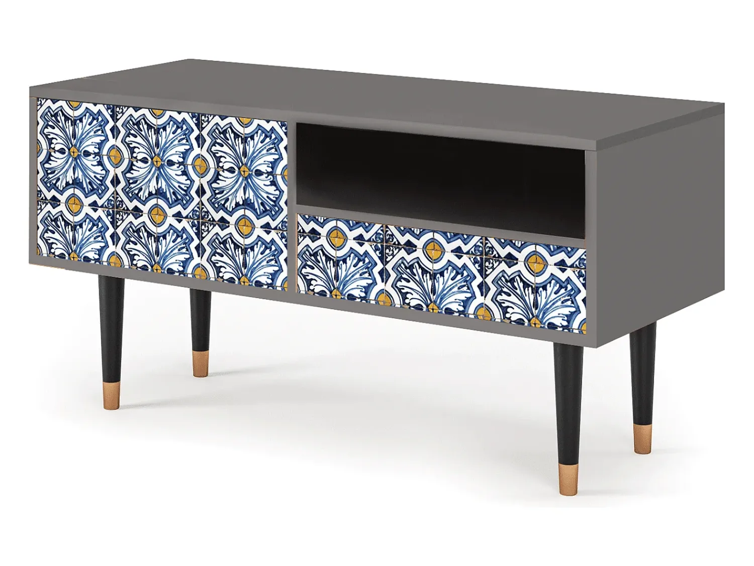 Mueble de TV - 115х59х48 cm - T3 - Lovely Cornflowers, Cinza^ Móvel De Tv