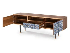 Mueble de TV - 170х59х41 cm - T6 - Lovely Cornflowers, Nogueira^ Móvel De Tv