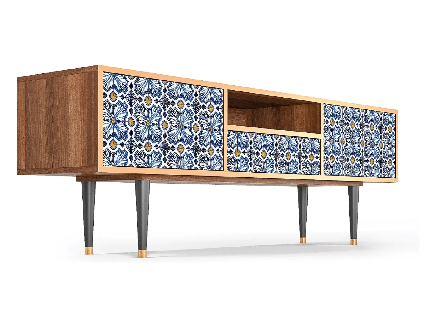 Mueble de TV - 170х59х41 cm - T6 - Lovely Cornflowers, Nogueira^ Móvel De Tv
