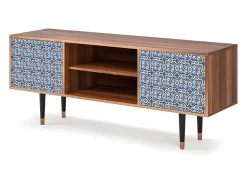 Móvel De Tv| Mueble de TV - 170х69х48 cm - T2 - Lovely Cornflowers, Nogueira Castanho