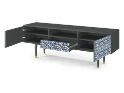 Móvel De Tv* Mueble de TV - 170х59х41 cm - T6 - Lovely Cornflowers, Antracite Cinza antracite