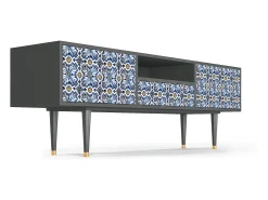 Móvel De Tv* Mueble de TV - 170х59х41 cm - T6 - Lovely Cornflowers, Antracite Cinza antracite