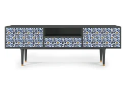Móvel De Tv* Mueble de TV - 170х59х41 cm - T6 - Lovely Cornflowers, Antracite Cinza antracite