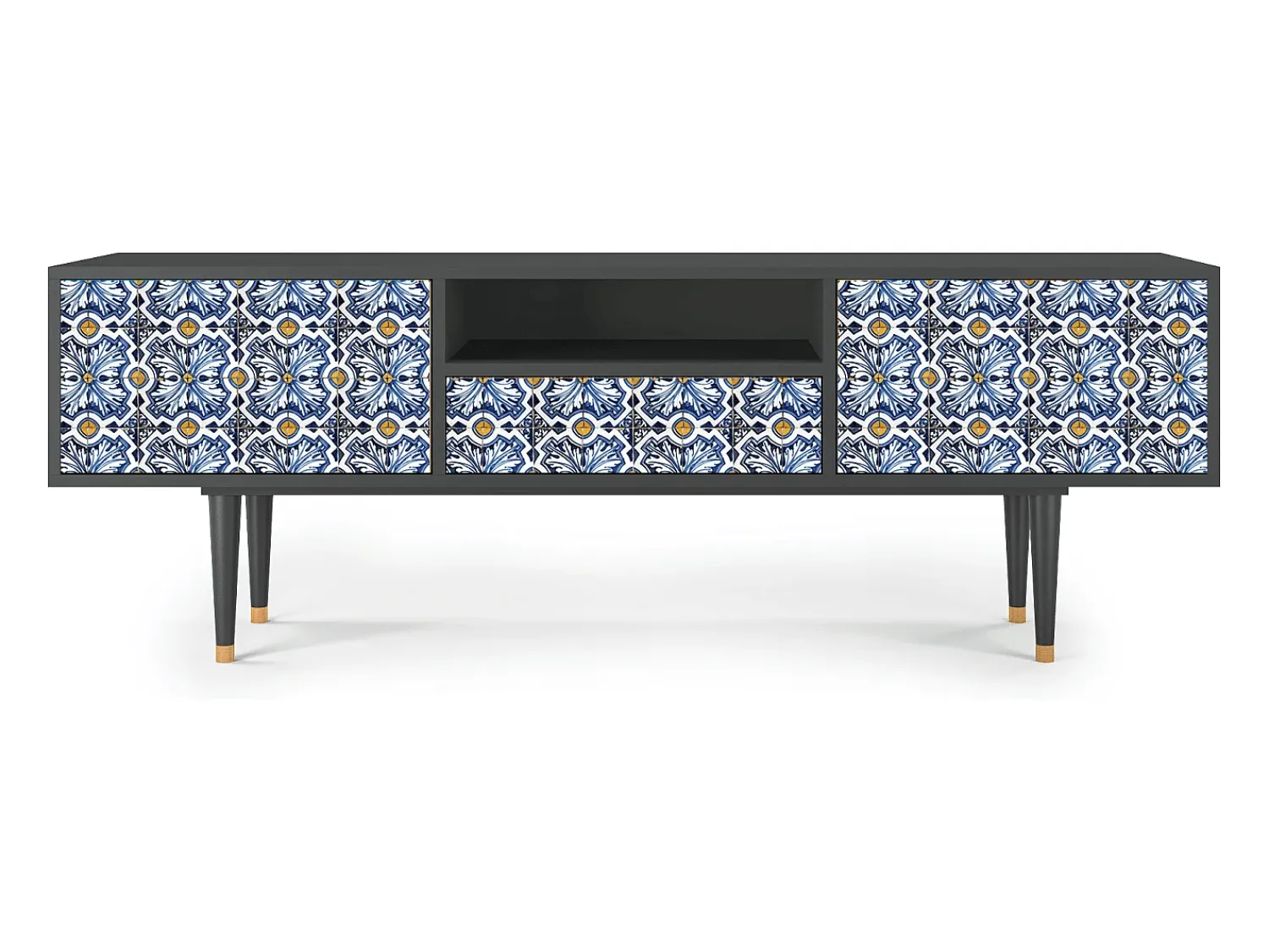 Móvel De Tv* Mueble de TV - 170х59х41 cm - T6 - Lovely Cornflowers, Antracite Cinza antracite