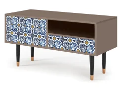 Móvel De Tv* Mueble de TV - 115х59х48 cm - T3 - Lovely Cornflowers, Latte Bege