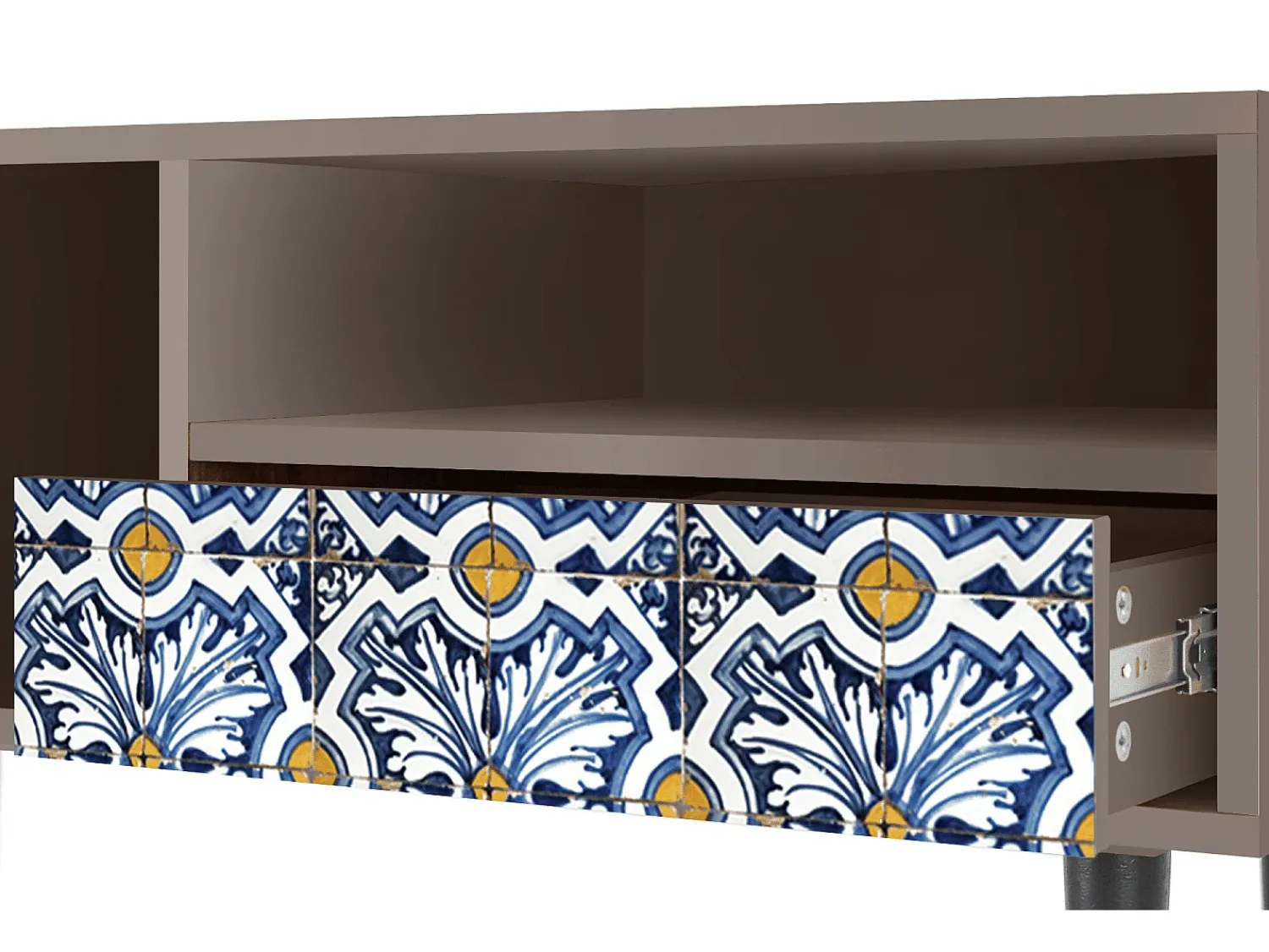 Móvel De Tv* Mueble de TV - 115х59х48 cm - T3 - Lovely Cornflowers, Latte Bege