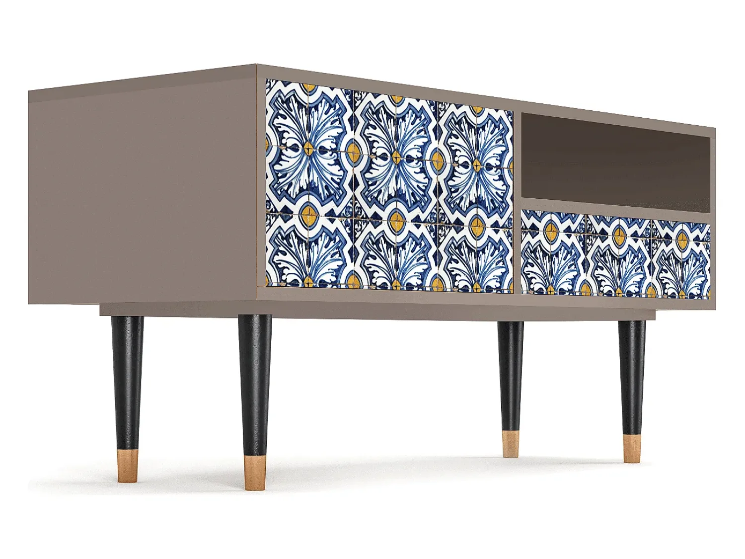 Móvel De Tv* Mueble de TV - 115х59х48 cm - T3 - Lovely Cornflowers, Latte Bege