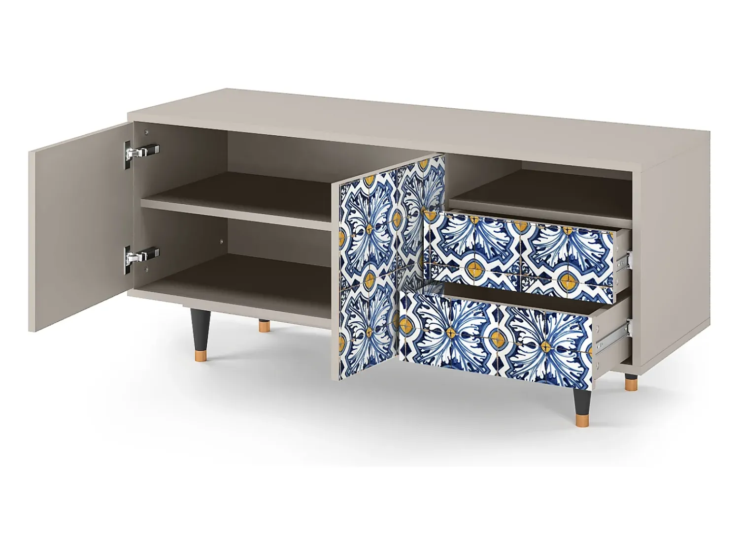 Mueble de TV - 125х56х41 cm - T7 - Lovely Cornflowers, Areia^ Móvel De Tv