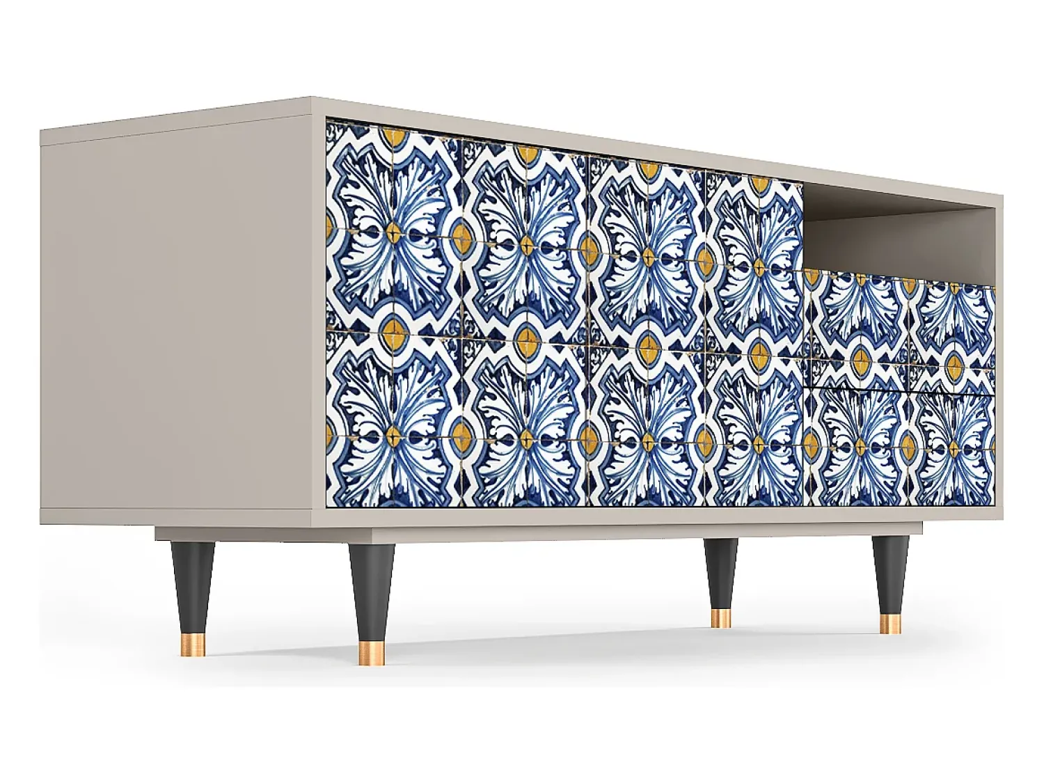 Mueble de TV - 125х56х41 cm - T7 - Lovely Cornflowers, Areia^ Móvel De Tv