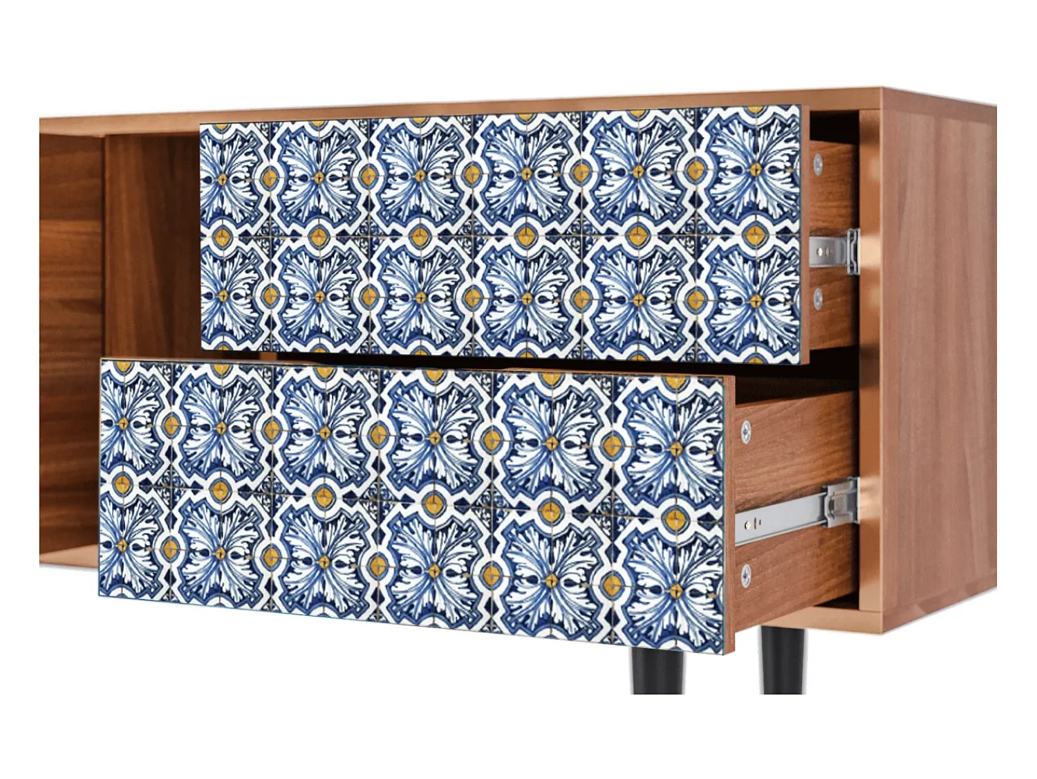 Móvel De Tv| Mueble de TV - 170х69х48 cm - T1 - Lovely Cornflowers, Nogueira Castanho