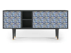 New Mueble de TV - 150х69х41 cm - T5 - Lovely Cornflowers, Antracite Cinza antracite