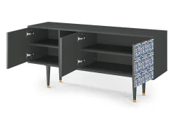New Mueble de TV - 150х69х41 cm - T5 - Lovely Cornflowers, Antracite Cinza antracite