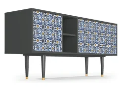 New Mueble de TV - 150х69х41 cm - T5 - Lovely Cornflowers, Antracite Cinza antracite