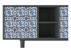 New Mueble de TV - 150х69х41 cm - T5 - Lovely Cornflowers, Antracite Cinza antracite