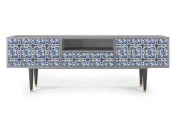 Mueble de TV - 170х59х41 cm - T6 - Lovely Cornflowers, Cinza Cinzento