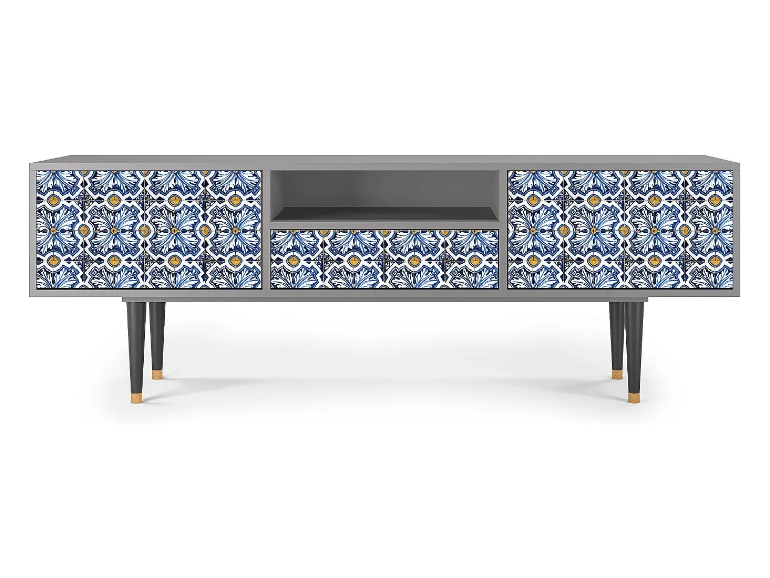Mueble de TV - 170х59х41 cm - T6 - Lovely Cornflowers, Cinza Cinzento